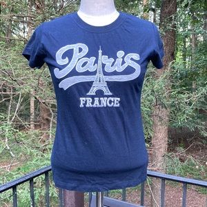 Lyda black top Paris France, Eiffel Tower sz. L